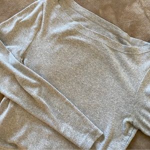 Soft Pima Cotton/Modal Blend Light Heather Gray Gap Boatneck T-shirt Long Sleeve